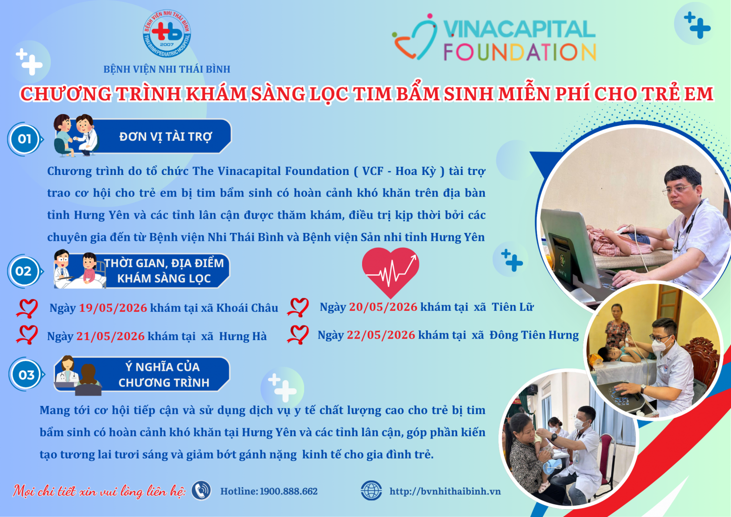 CHƯƠNG TRÌNH KHÁM SÀNG LỌC TIM BẨM SINH MIỄN PHÍ CHO TRẺ EM